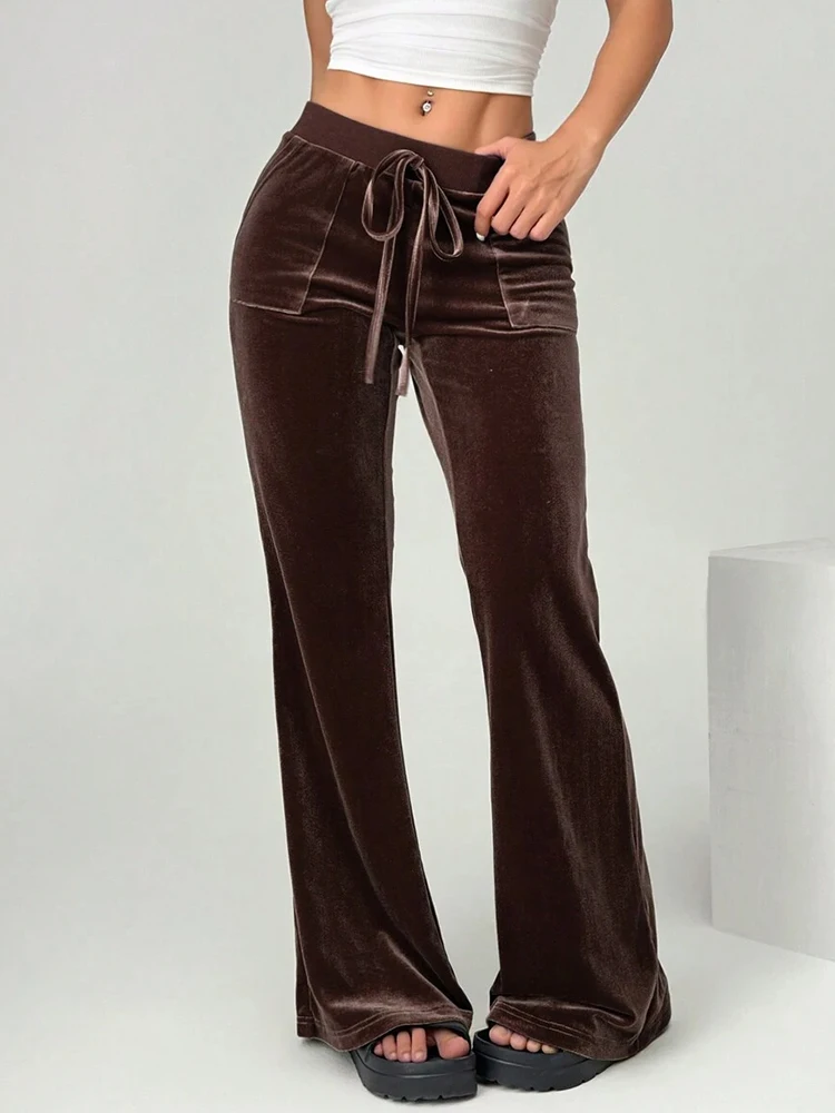 2025 Herbst und Winter Damen Micro-Schlaghosen Slim Fit und Figurformend Lässige Schlaghosen Samthose – Detail 15