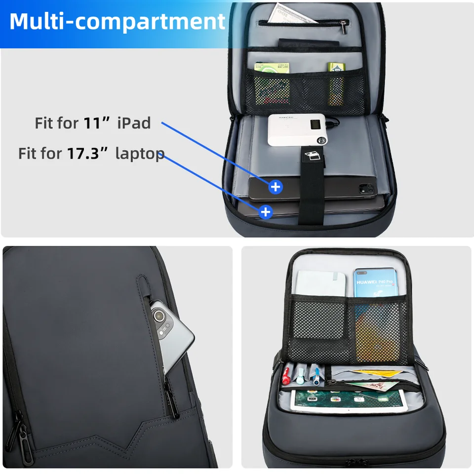 HEAD Waterproof Laptop Backpack For Men - Fits 17.3" Notebook, Trolley Sleeve, Business & Travel, 34x14x47 Cm 10 thumbnail image
