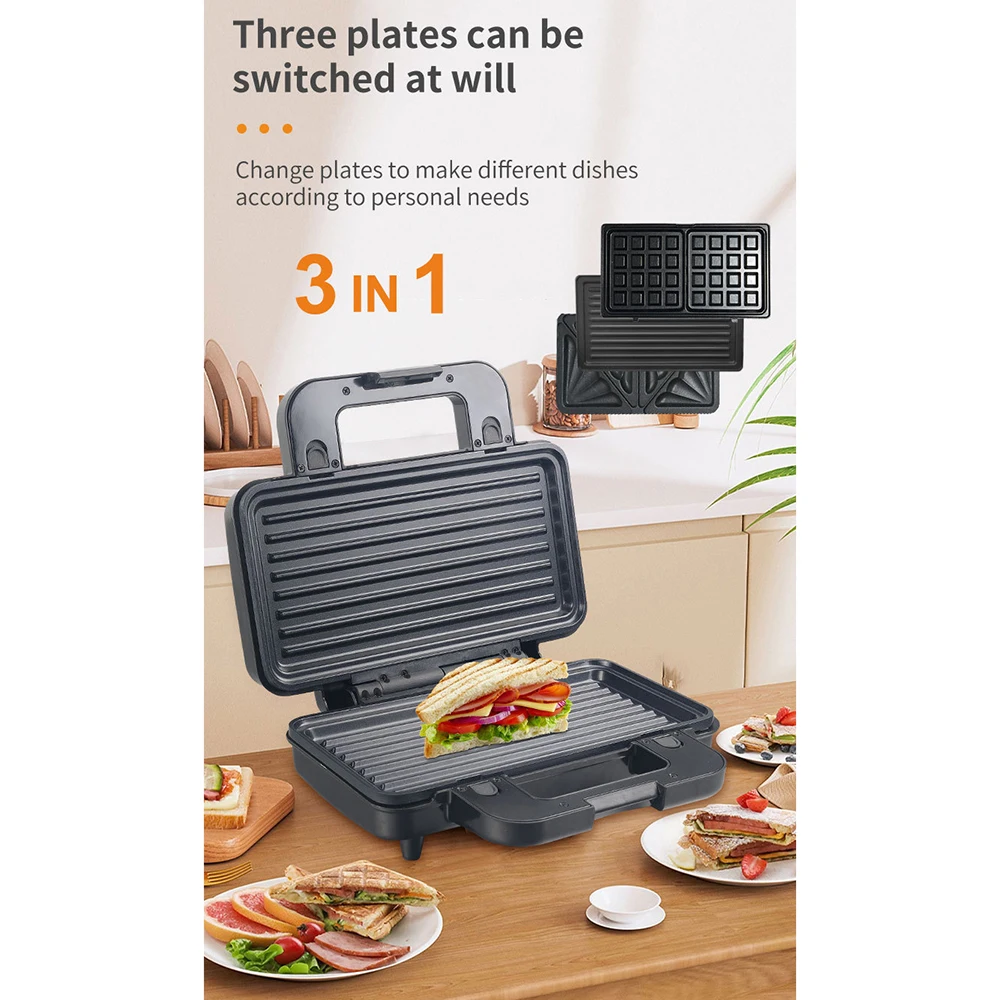 3-in-1 Grill, Sandwich, and Waffle-Maker