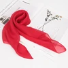 New 65x65cm Summer Chiffon Solid Color Square Scarf Ladies Head Neck Scarves Female Hair Ties Bands Neckerchief Shawls 2
