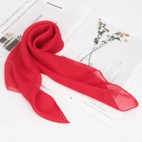New 65x65cm Summer Chiffon Solid Color Square Scarf Ladies Head Neck Scarves Female Hair Ties Bands Neckerchief Shawls 2