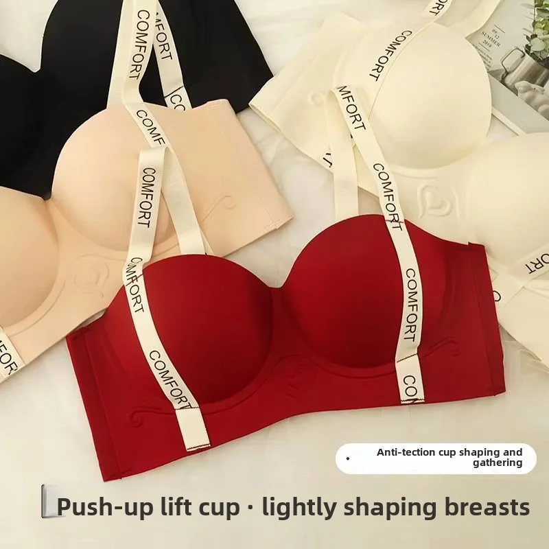 Womens Bra Push Up Bra for Small Breasts Seamless Lift Adjustable Bralette Anti Sag Ringless Design Back Beauty Enhancer 24H Comfort