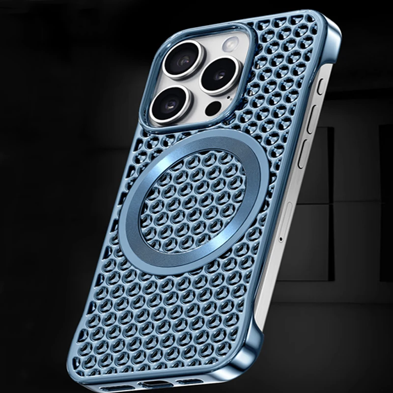 Ultra Thin Magnetic Wireless Charging Case with Cooling Mesh - Shockproof & Slim Cover