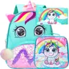 Unicorn Backpack with Lunch Box for Girls ,3pcs Toddler Sequin Preschool Bookbag ,Cute Kindergarten School Bag 1