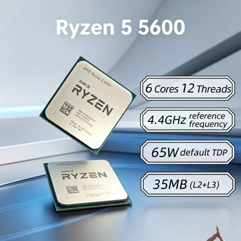 AMD R5 5600 6코어 12스레드 35GHz AM4 오리지널 칩 장기간 안정적인 서버 및 워크스테이션용