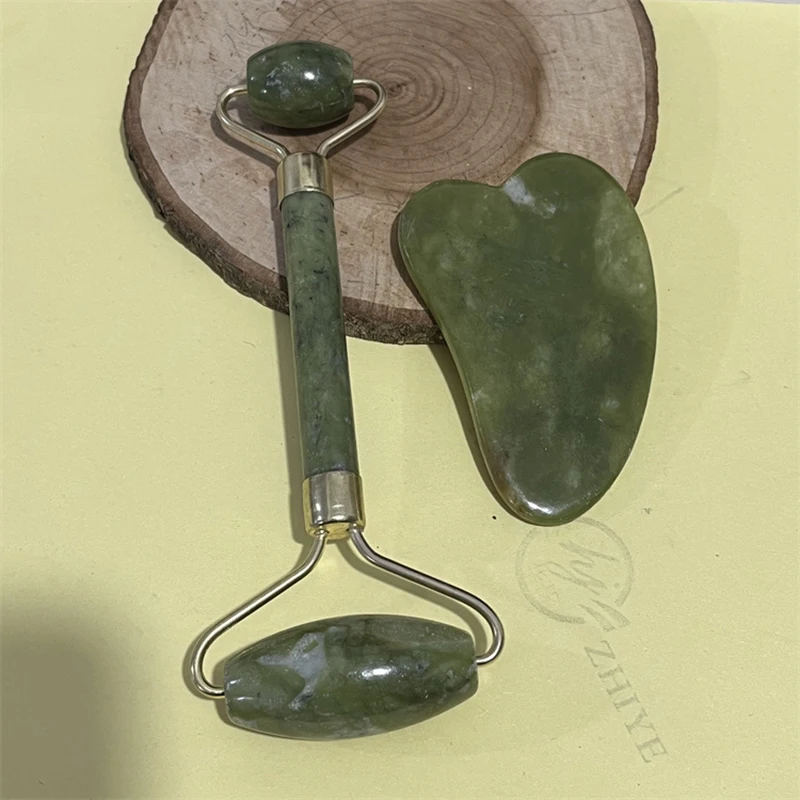 Natural Jade Roller Beauty Device White Jade Scraping Board Facial Massager Scraping Sheet