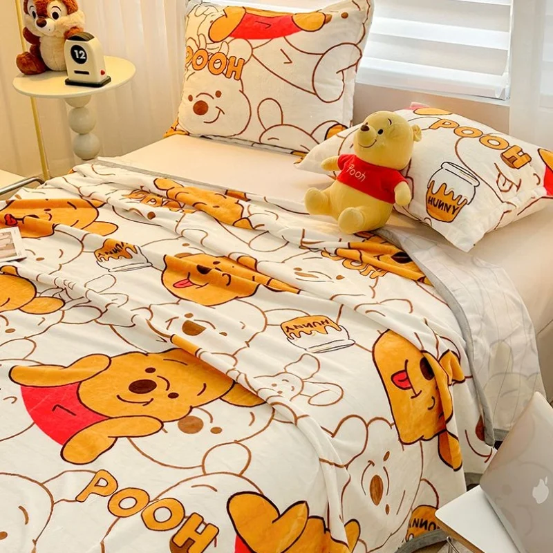 

Winnie Bear the Pooh Cartoon Blanket Kawaii Velvet Sheet Home Textile Flannel Soft Warm Throw Bedding Sofa Cover for Girls Gift