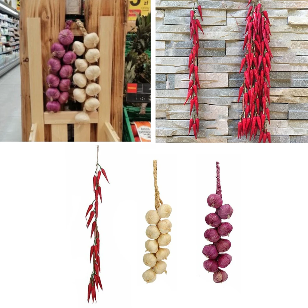 Artificial Lifelike Vegetable Food Simulation Fake Foam Garlic Chilli Pepper For Christmas