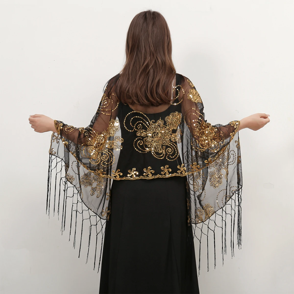 شال ترتر للنساء ، فساتين سهرة ، شالات أنيقة ، وشاح معدني ذهبي لامع للإناث ، لفافة لامعة ، جديد