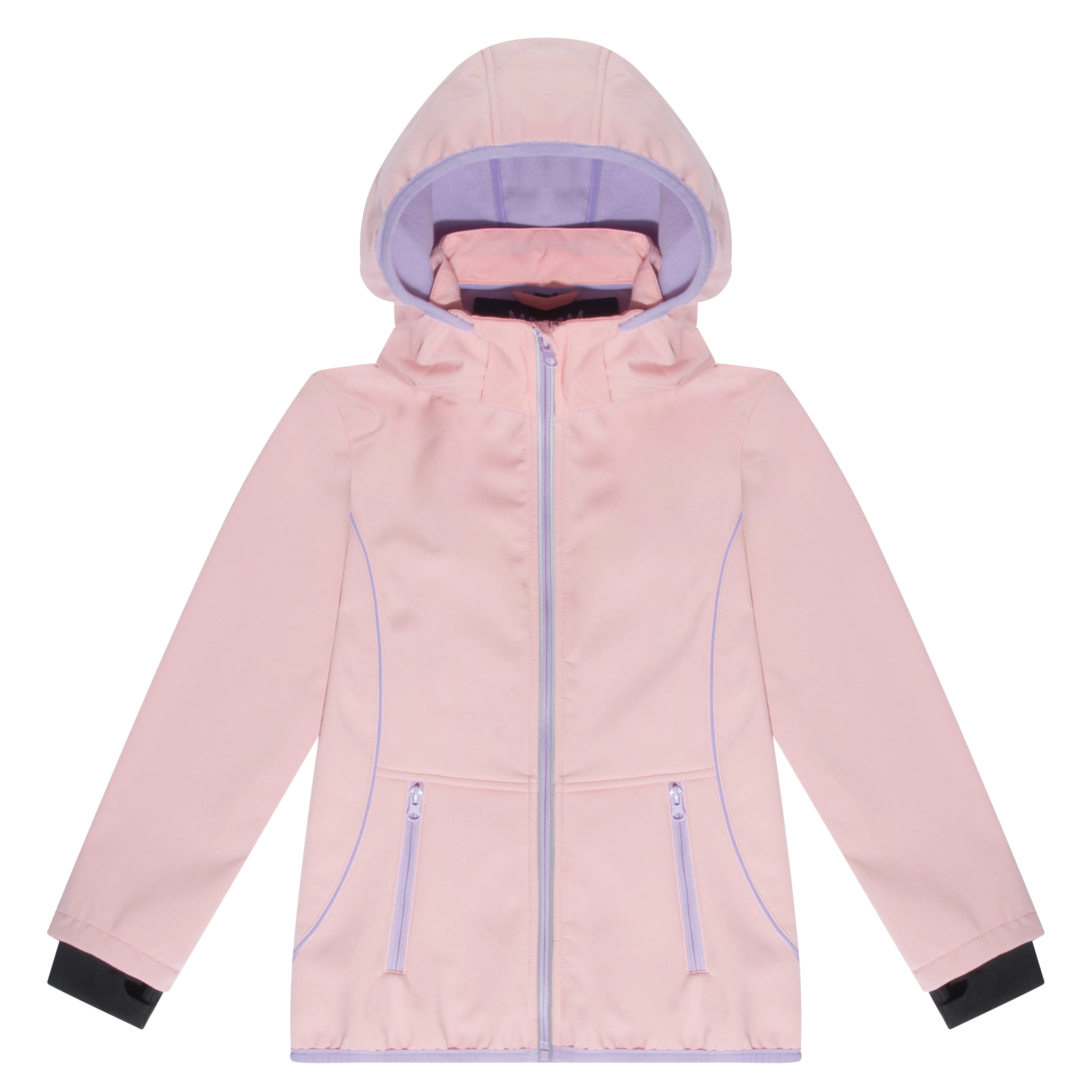 

New Spring Autumn Full Sleeves Hooded Outer Jackets 3-9T Girls Plush Lined Windproof Coats Solid Zipper Elastic Cuffs Sportswear