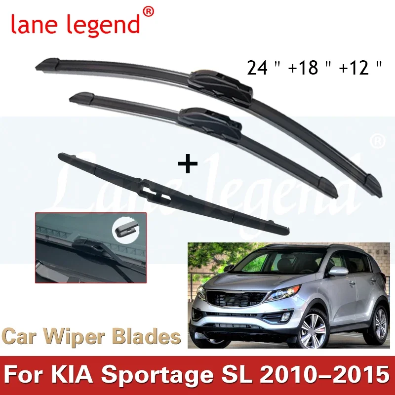 

Car Wiper Front & Rear Wiper Blades Set Kit For KIA Sportage SL 2010 - 2015 Windshield Windscreen Window Brushes 24"+18"+12"