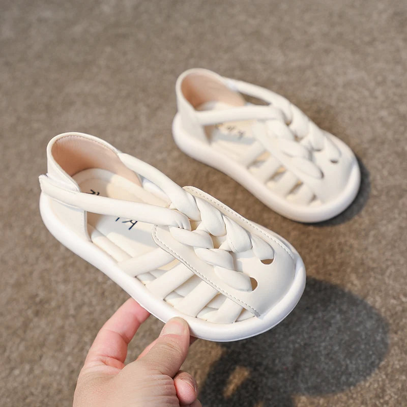 Leather Cage Sandals for Kids Summer Beach Play
