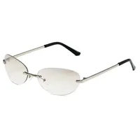 Lunettes de soleil œil de chat tendance sans monture, ovales, pour hommes et femmes, protection UV400, pour la conduite, style Y2K, verres dégradés sans cadre 3