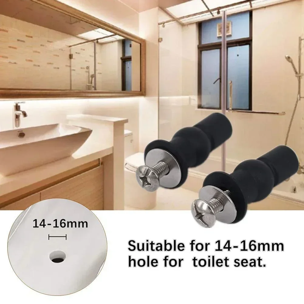 2 Set Toilet Seat Screws Hinges Expanding Rubber Top Nuts Fixings Toilet Blind Hole Replacement Kit Rubber And Stainless Steel toilet seat accessories toilet hinge replacement