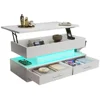 Lift Top Coffee Table, Coffee Tables with Storage for Living Room, Small Coffee Table with 2 Fabric Drawers & LED Light 6