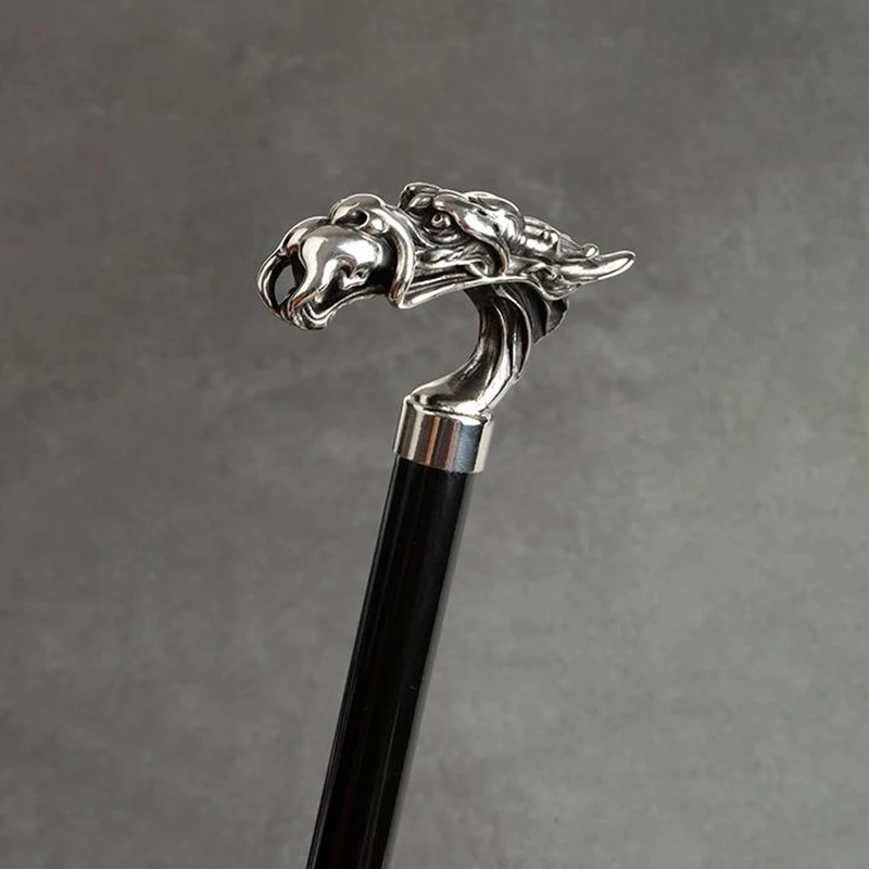 Retro Luxury Long Handle Umbrella Metal Dragon Head Crutch Umbrella Outdoor Windproof Large UV Protection Parasol Gentleman Gift