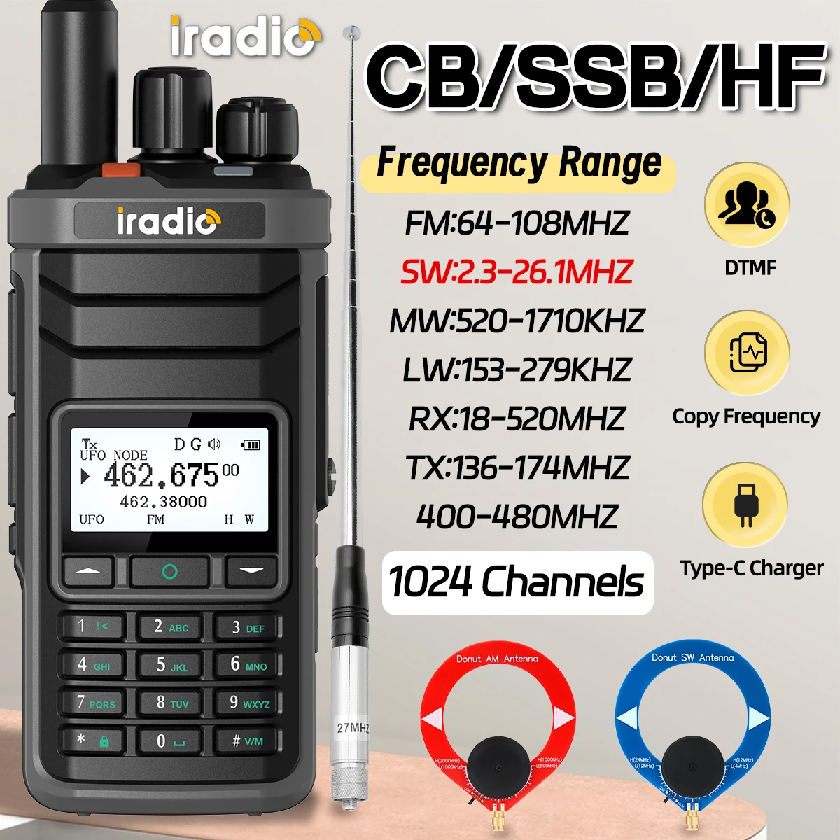 iradio UV-88（広帯域受信可能） Iradio UV-88 アマチュア無線機 短波 HF SSB CB RX デュアル