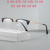 0 -0.5 -1.0 To -6.0 Anti Blue Rays Square Nearsighted Glasses For Women Men Vintage Metal Hinge Myopia Photochromic Eyeglasses 1