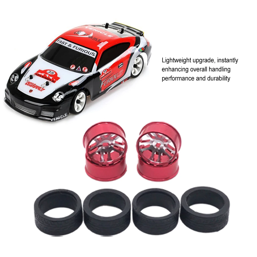 4pcs Metal Drift Wheel & Soft Tire Skin Set for Wltoys 284131 K989 K969 1/28 RC Car Upgrade Parts 5