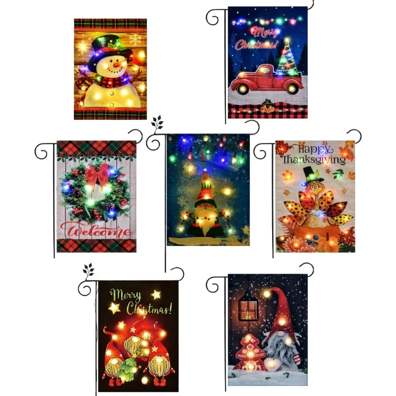 

Рождественские светодиодные садовые флаги огни красочные баннеры для декора лужайки на открытом воздухе двора