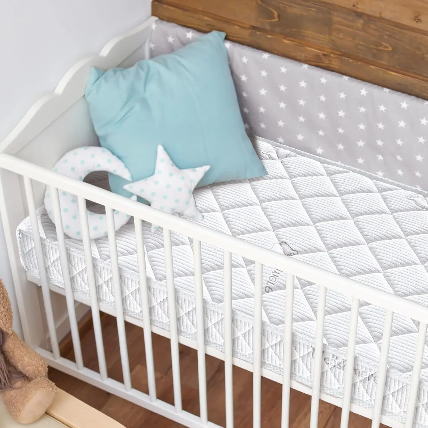 Dual-Sided Crib & Toddler Mattress,100% Knitted Fabric-Hypoallergenic,5" Firm Soft Crib Mattress, Non-Toxic Fits Standar