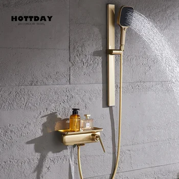 ห้องน้ําก๊อกน้ําชุดติดผนังแปรงทองเหลืองก๊อกน้ําชุดปืนสีเทาสําเร็จรูปโมเดิร์นสไตล์ใหม่ 1