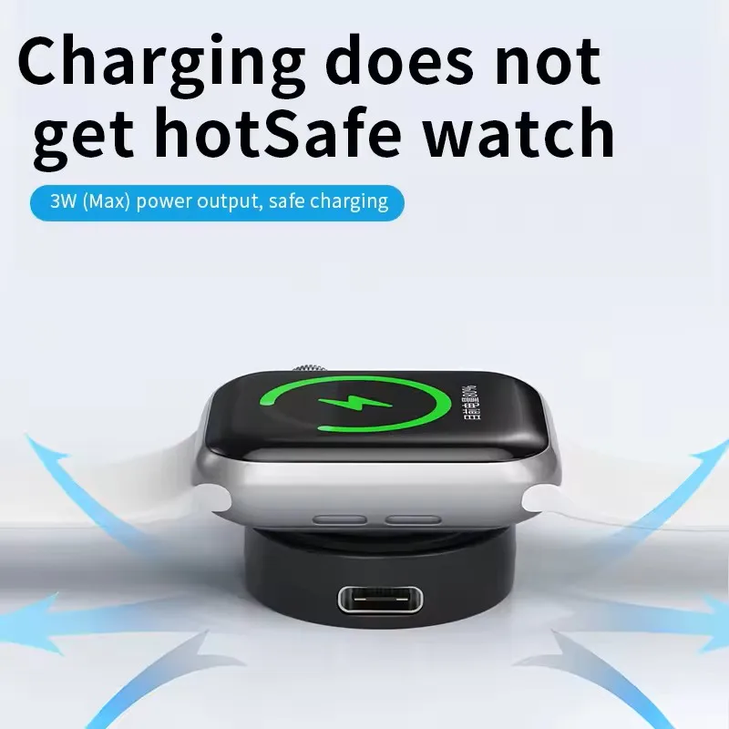 Chargeur magnétique sans fil pour Apple Watch Series 11 10 9 8 7, chargeur USB Type C pour iWatch, support de charge portable USB A