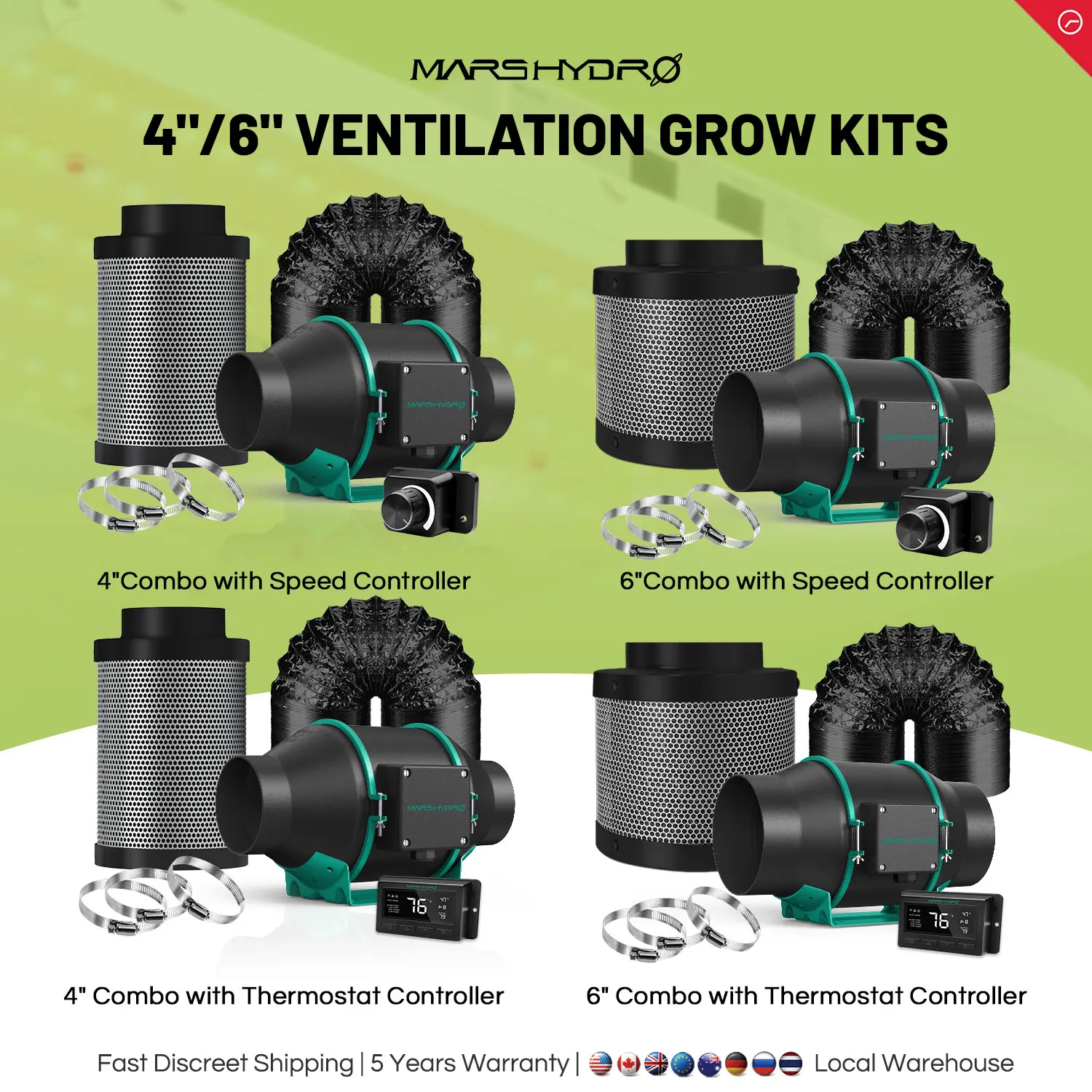 Mars Hydro インラインダクトファン 【4インチ】ホース欠品値引き Mars