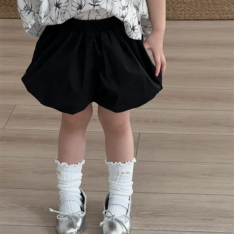 Summer Korean Version of Children's Bud Culottes Girl Baby Cute Sweet Elastic Waist Black Pumpkin Shorts