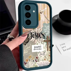 Jesus Flower Design Protective Phone Case - Elegant Floral Cover - Galaxy S23+ (A867 Blue)