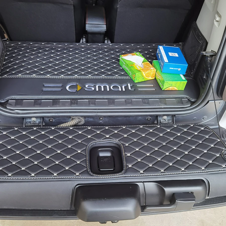 1pcs Waterproof Car Trunk Back Cover Pad Leather Rear Door Mat For Smart 451 Fortwo Smart 453 Fortwo Car Styling Accessories