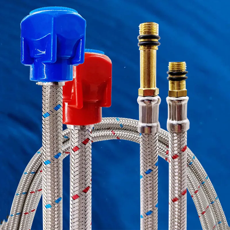 1Pair 60-100CM Stainles Steel Flexible Plumbing Pipe Cold Hot Mixer Faucet  Water Supply Hoses Extension Tube Bathroom Accessorie - AliExpress