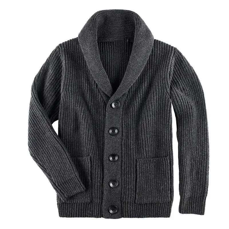 Men's Cardigan Sweater Autumn And Winter New Solid Color Single Breasted Pocket Casual Large Size Sweater