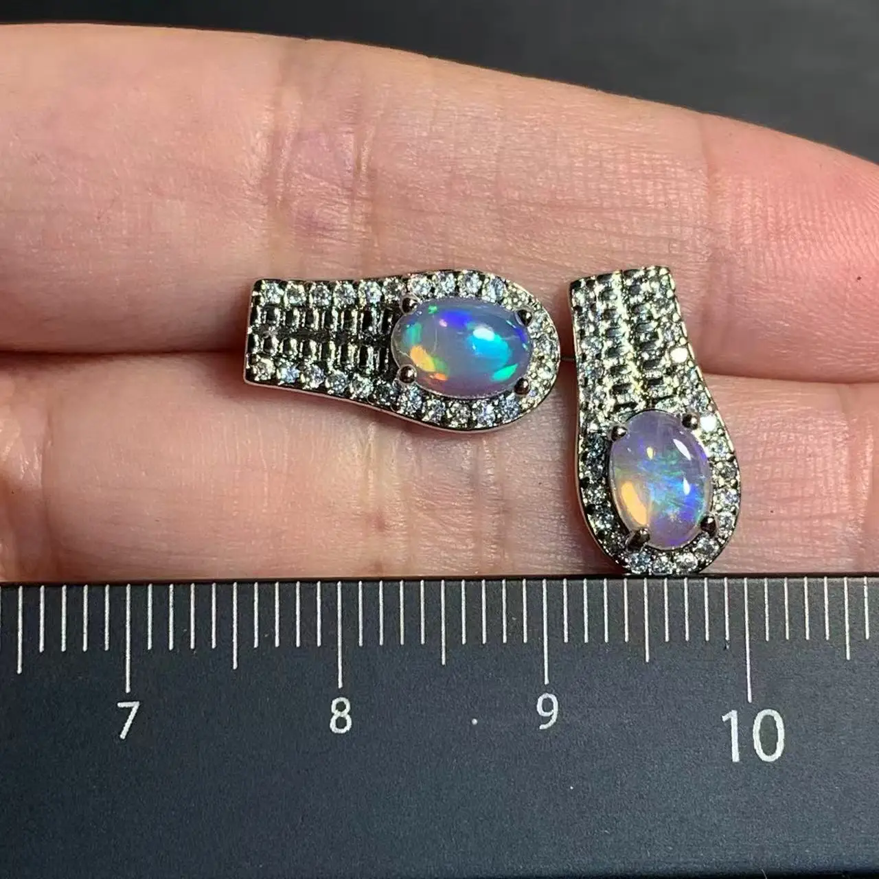 Oval  Natural Opal Stud Earrings For Women 925 Sterling Silver Vintage Femme Gift Fine Jewelry Stone