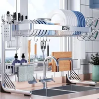 Over Sink Dish Drying Rack, 2 Tier Full Stainless Steel Storage Adjustable  Kitchen Rack, Multifunctional Expandable 1