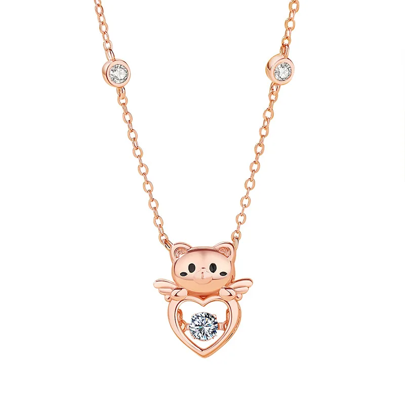 

Ожерелье из стерлингового серебра S925 с изображением ангела и медведя