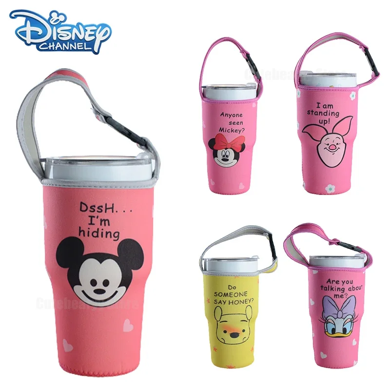 Disney Mickey Sport Water Bottle Cover New Cute Cartoon Portable Student Thermos Cup Pouch Vacuum Glass Cup Set Sport Accessorie