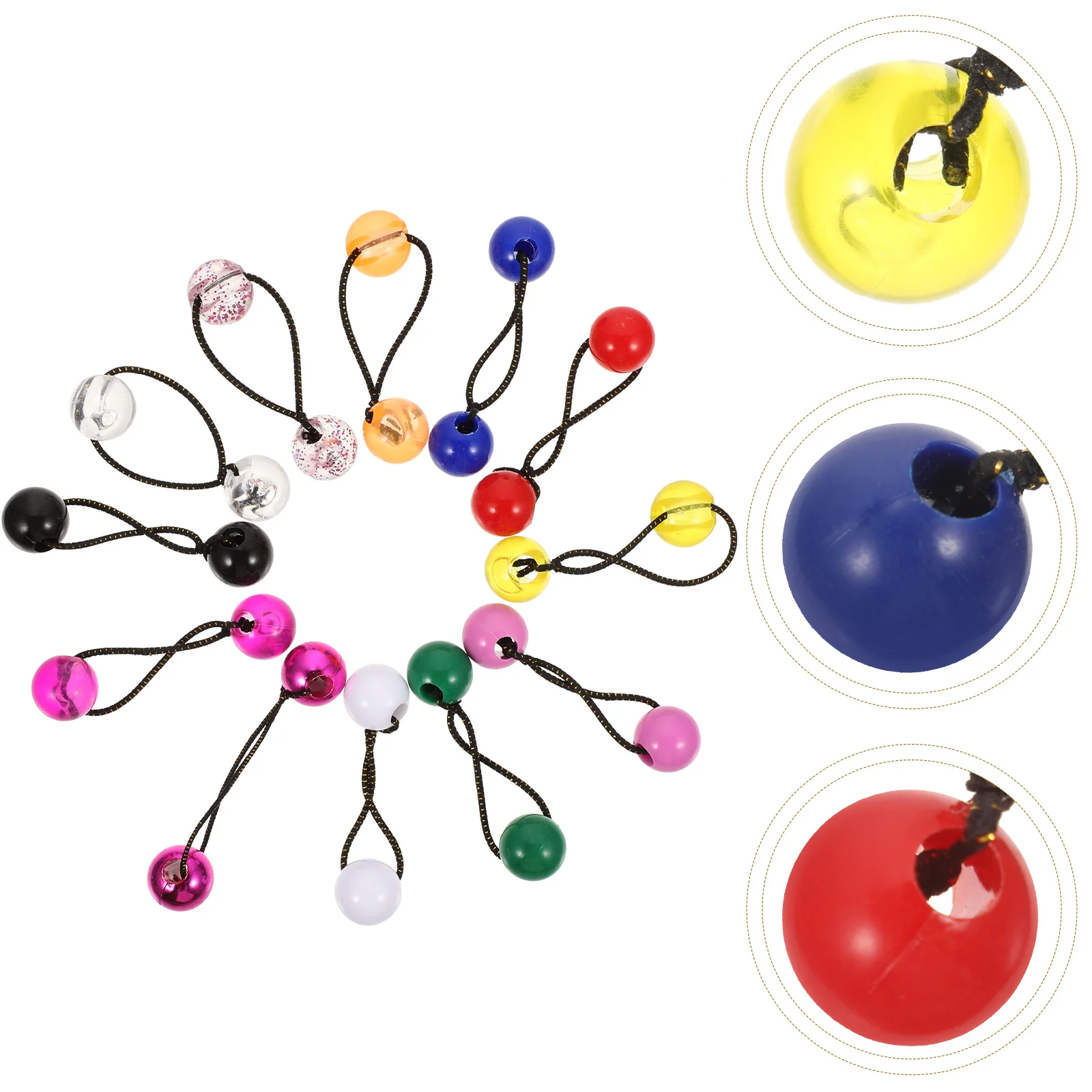 

24 Pcs Ponytail Double Bead Head Rope Kids Hair Ties Cute Plastic Ball Tinsel for