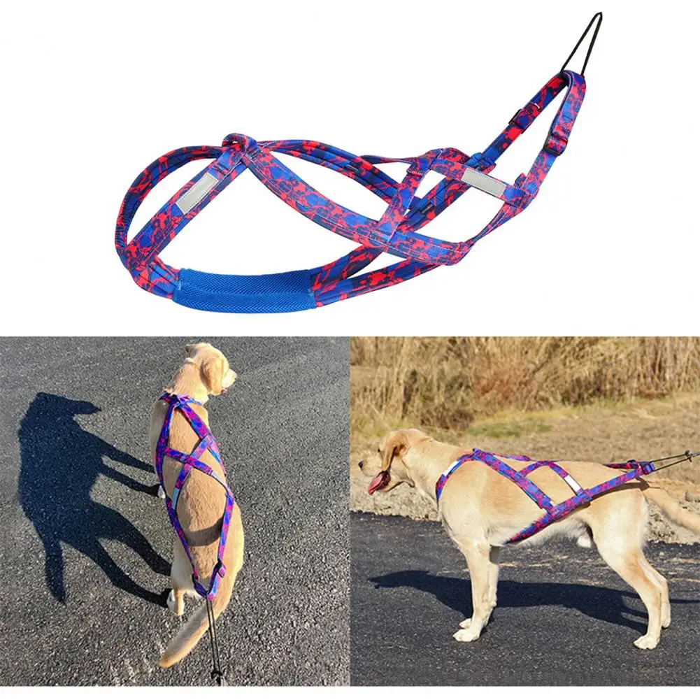 Reflective Pet Harness Reflective Dog Sledding Harness Adjustable Size Double Mushing X Back Design for Medium Dogs