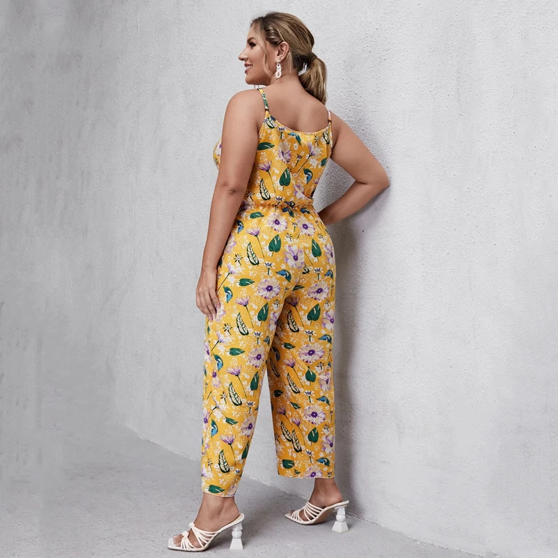 ÷  ÷ζ Ʈ Surplice Neck   ĳ  Ʈ  μҸ ź 㸮 ۾ Office Boho Jumpsuits 6XL