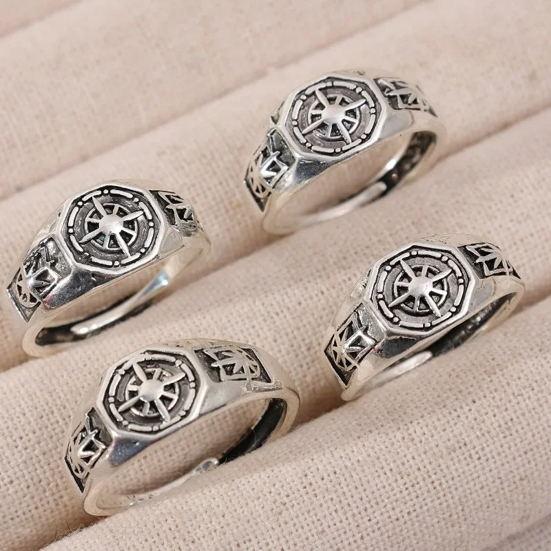 High Quality Simple Personality Silver Star Rings Punk Gothic Style Unisex Retro Opening Index Finger Adjustable Ring Jewelry