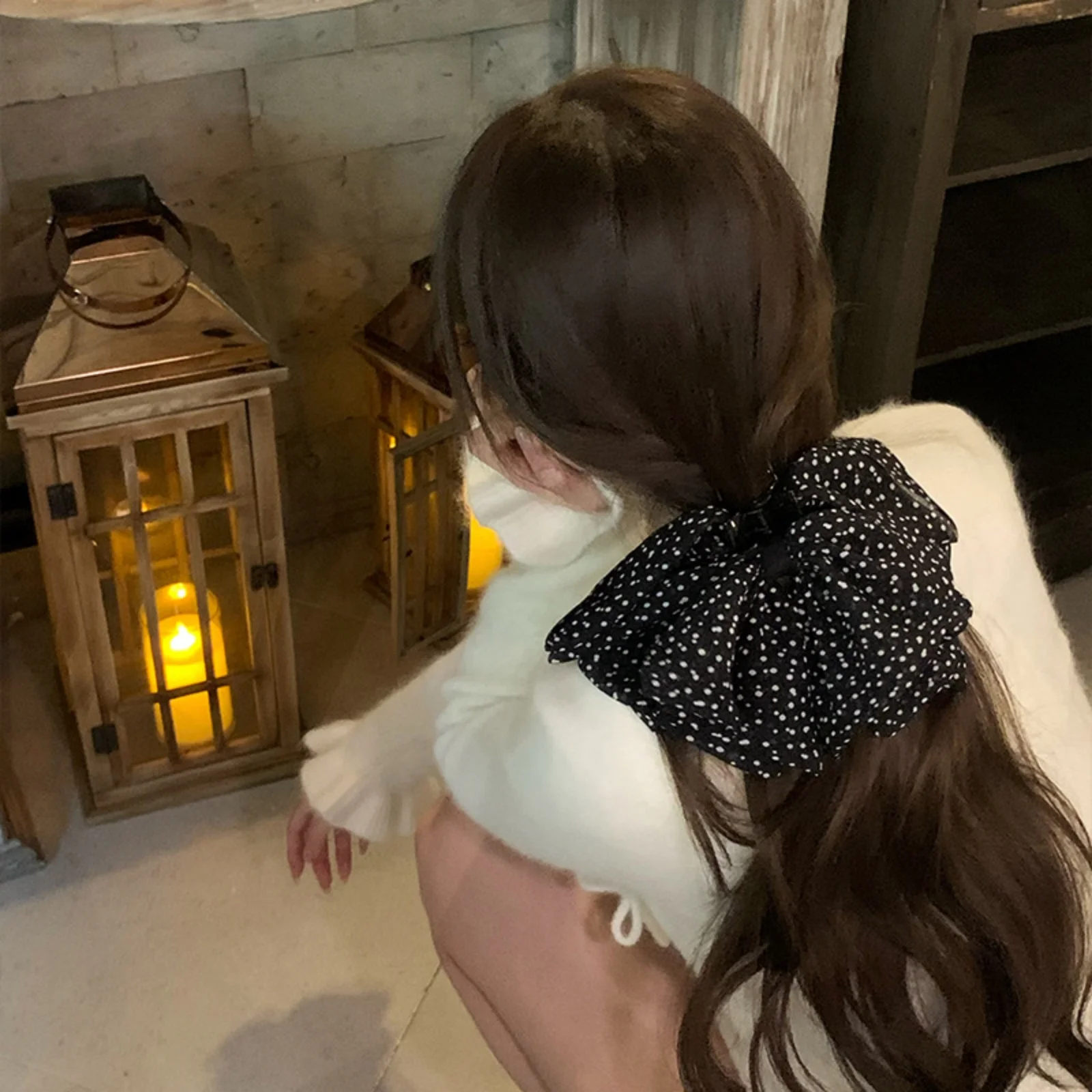 Big Polka Dot Hair Claw Clip, Large Fashionable Chiffon Hair Jaw Clip For Women, Stylish Hair Accessories For Daily Wear&Parties