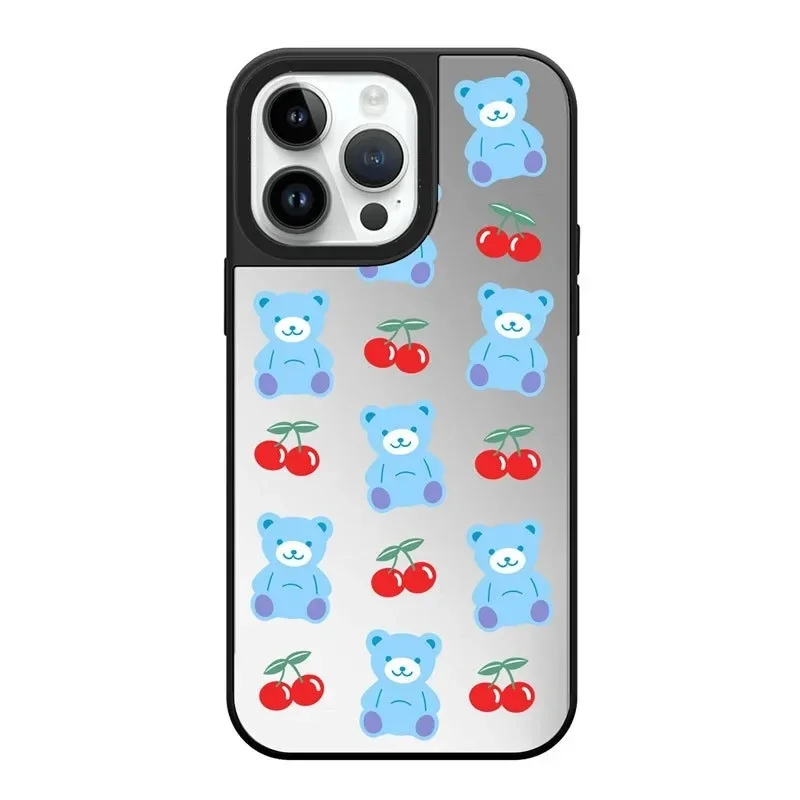 

Mirror Surface Bear Cherry Phone Case Cover for IPhone 11 12 13 14 15 Pro Max Case for IPhone 15 Pro Max