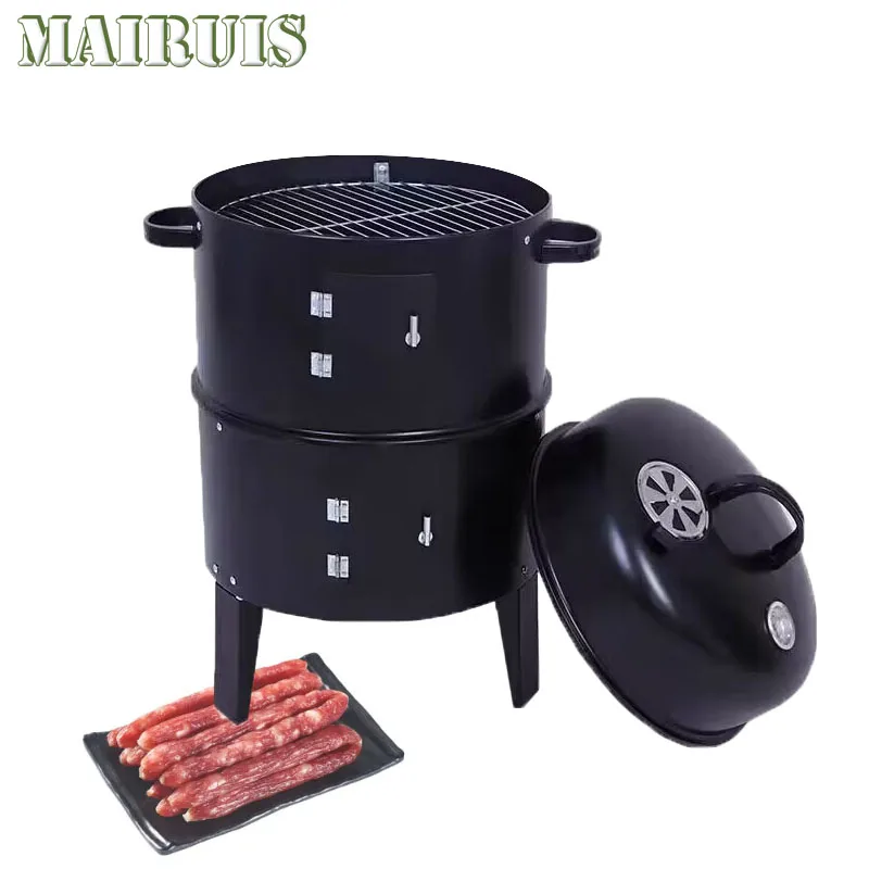 Forniture Da Giardino All'Aperto 3 In 1 Barile Bbq Smoker Grande Barbecue Grill Griglia A Carbone