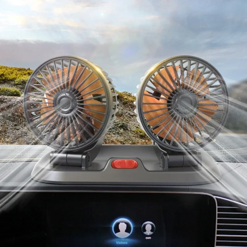 Car Fan Car Flash F410 Double-head Folding Rotatable Head Fan Gently Circulates Large Air