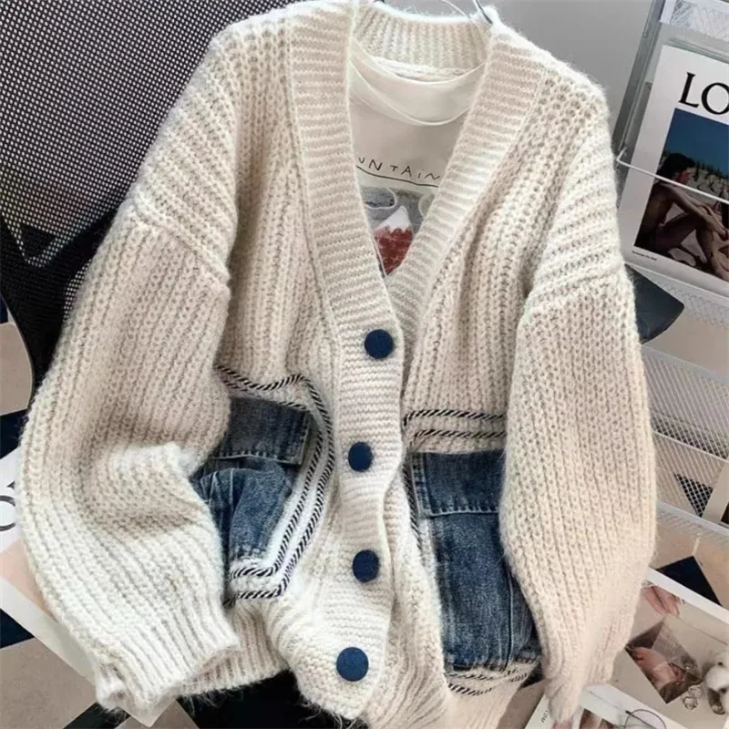 HS5104 Fresh and stylish printed loose-fitting cardigan, a long-sleeved, flowing long coat.