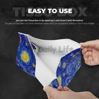 Vincent Van Gogh The Starry Night Tissue Box Cover Leather Tissue Box Holder Personalized Tissue Holders for Home Office Car 2