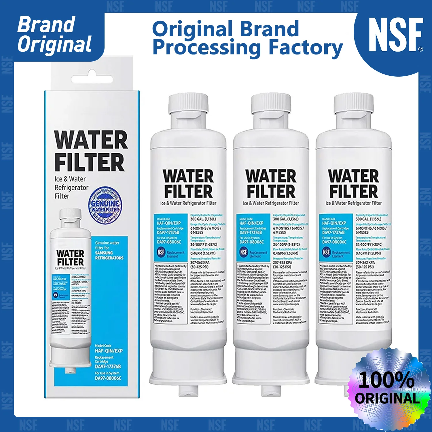 Genuine DA97-17376B Refrigerator Water Filter NSF Certified Brand HAF-QIN EXP DA97-08006C RF23M8070SG RF23M8070SR water filter refrigerator water filter