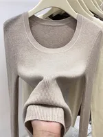 Zjaiss Solid Color O-neck Knitted Pullovers 2026 Women's Autumn Winter New Slim Fit Sweater Soft Warm Simple Base Layer Top - Image 4