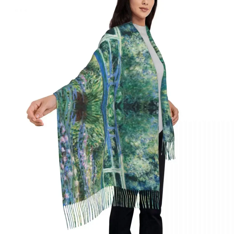 

Fashion The Waterlily Pond Green Harmony Tassel Scarf Winter Fall Warm Shawls Wraps Claude Monet Water Lilies And Bridge Scarves